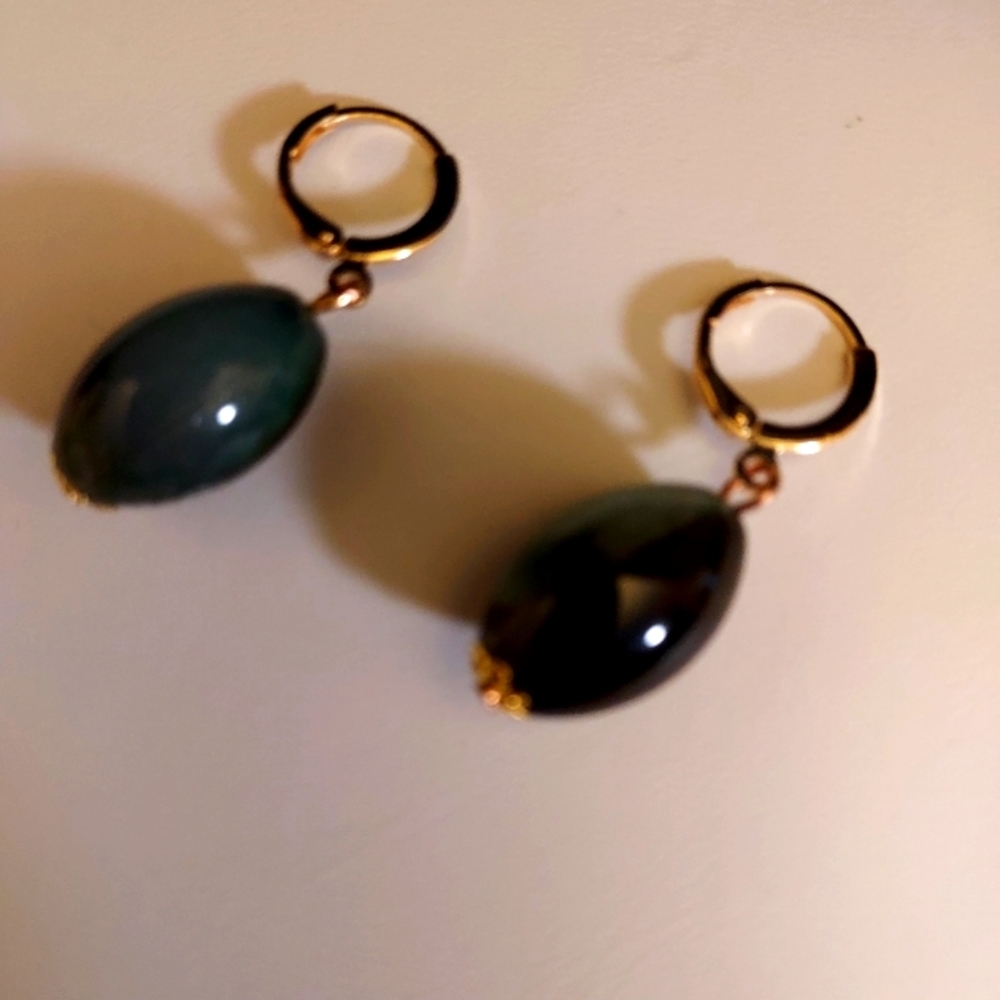 Dark Forest Green and Black Bobble Earrings.